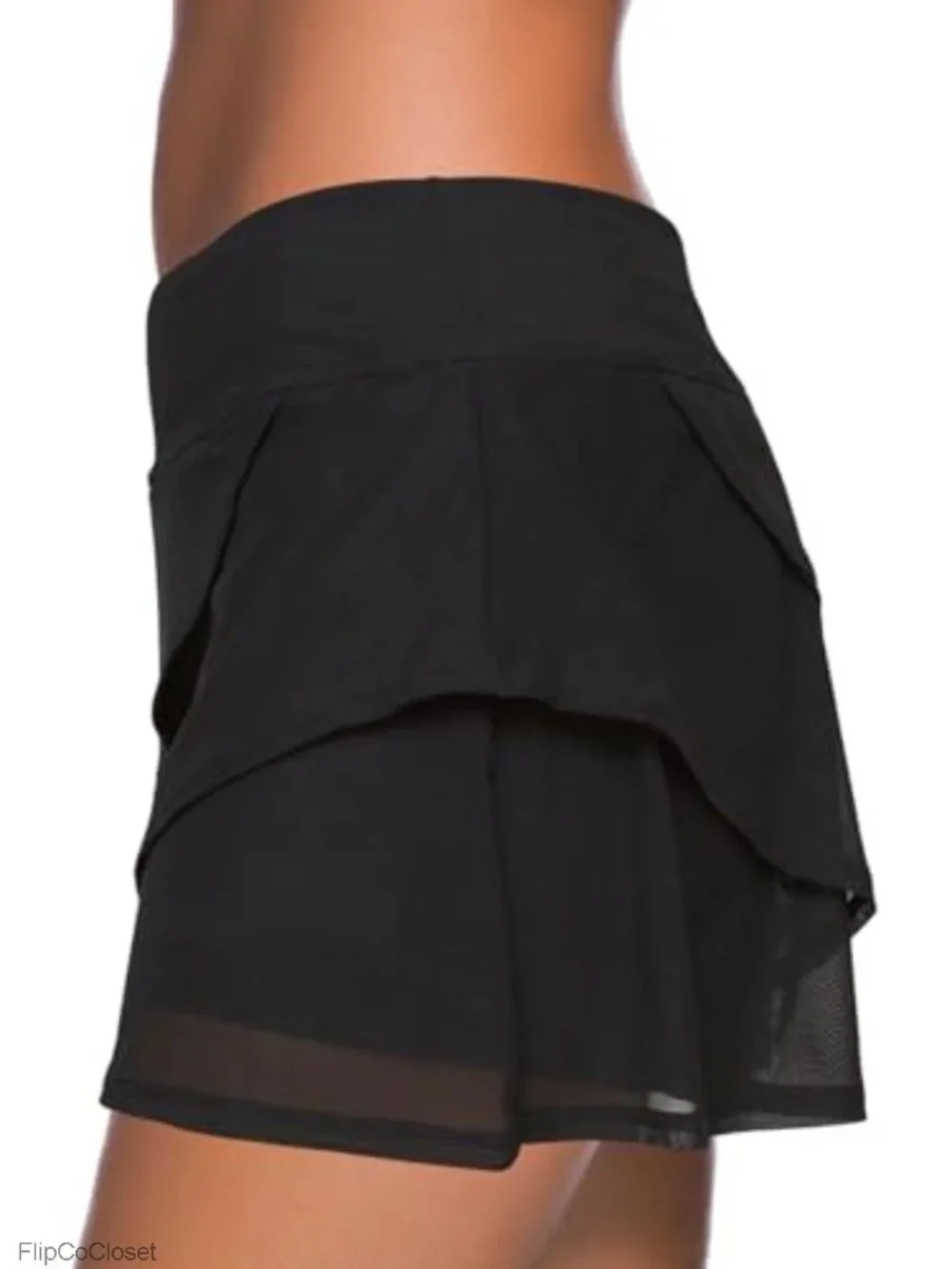 Women's Mesh Ruffle Swim Skirt 3-Layer Tummy Control Skort Bottom